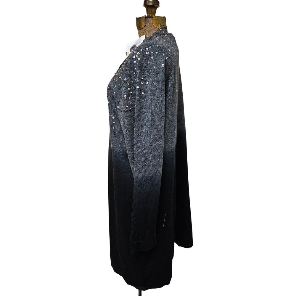Chicos Cardigan Womens Size 3 Large Black Dip Dye Glam LS Sweater Sequins NWT - Picture 3 of 10